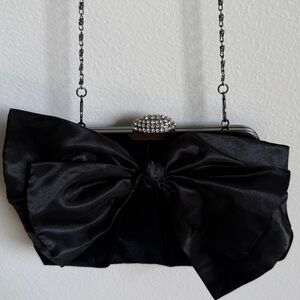 Neiman Marcus Black Velvet Formal Crossbody Shoulder Purse, Clutch